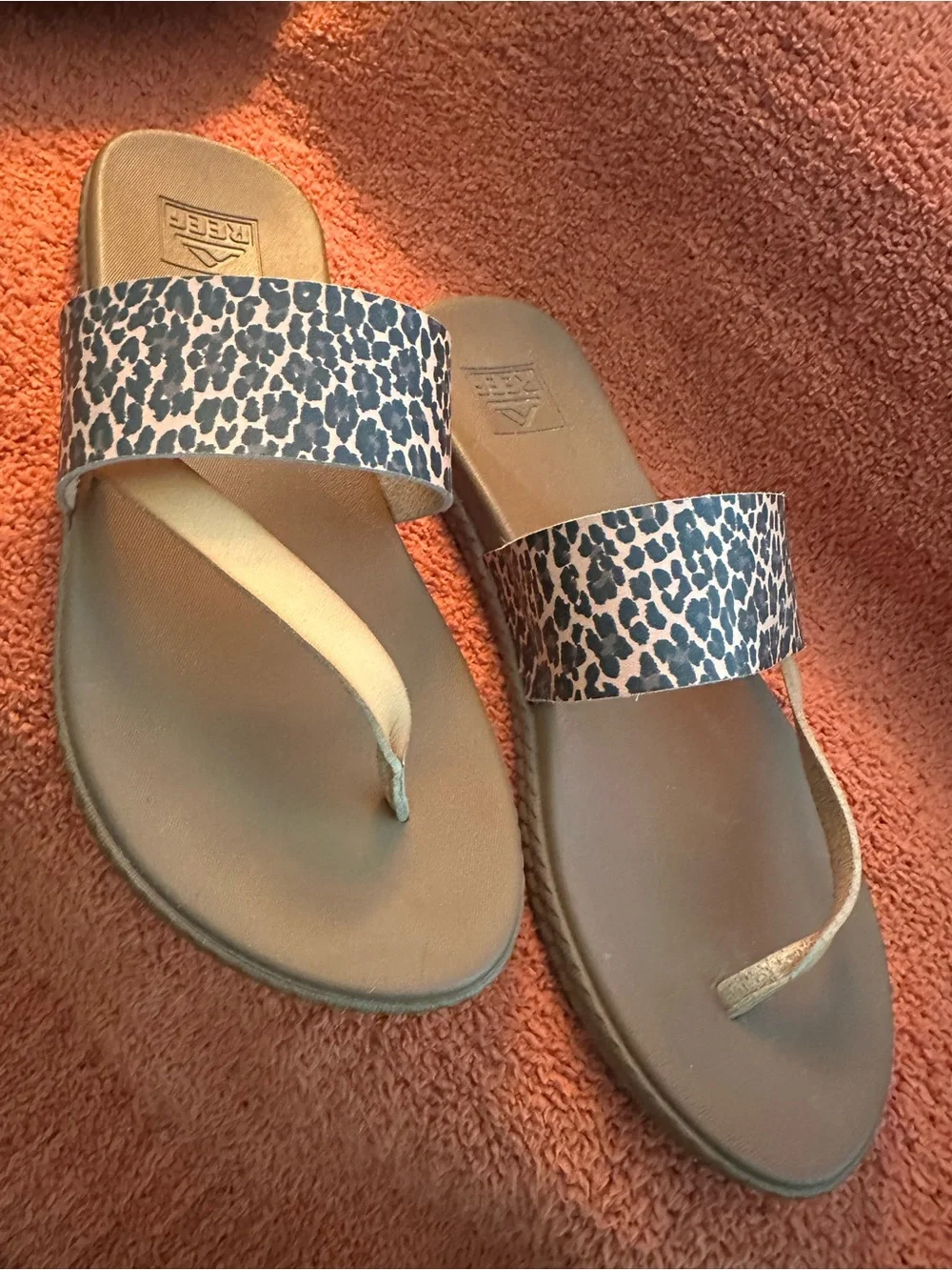 Reef Women's Leopard Print Dual-Strap Sandals in Tan and Black